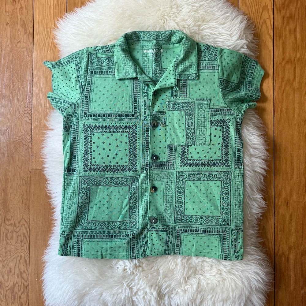 Misha And Puff Green Bandana Button Down Shirt